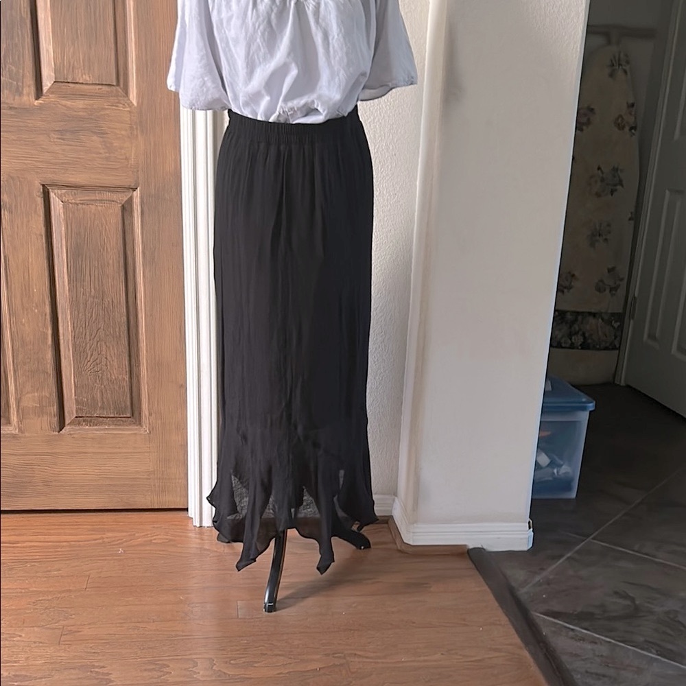 AGB Womens Black Gauzy Skirt Witchy Core Asymmetrical Fairy Core Small